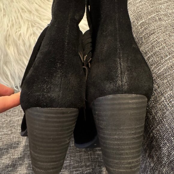 Frye Fringe Suede Booties – Women’s Size 9.5M – Black – Boho Style Boots Fringe - Picture 7 of 10